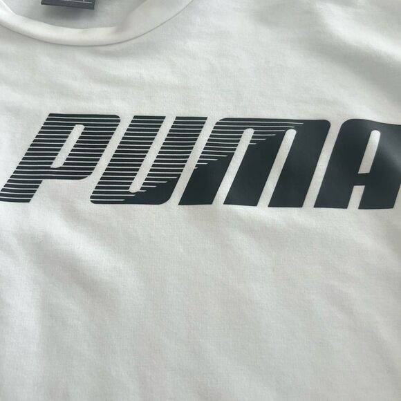 Puma White Crewneck cropped Sweatshirt with Sporty Logos size L - Picture 6 of 7